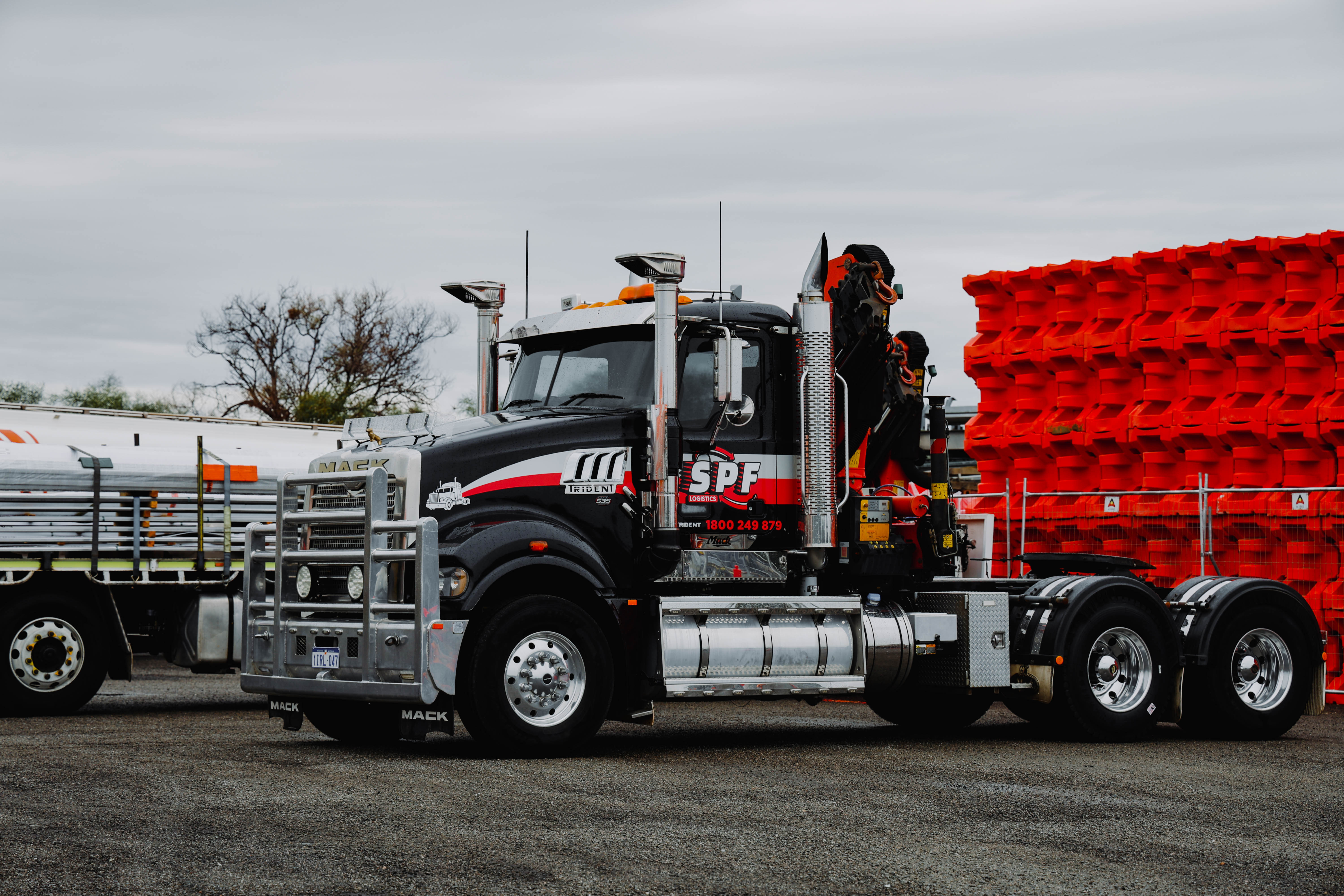 A logistics truck delivering goods