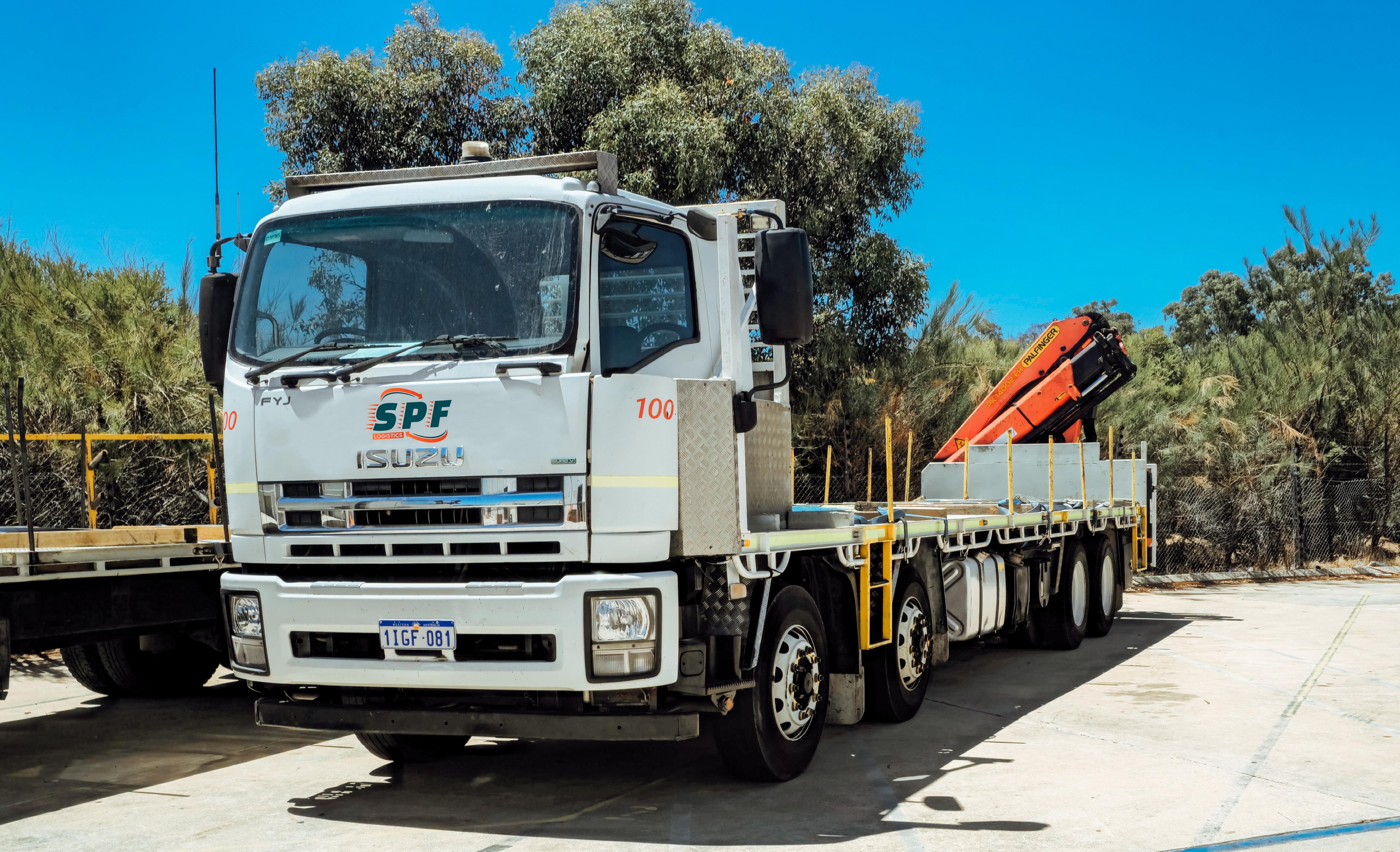 A logistics truck transporting goods